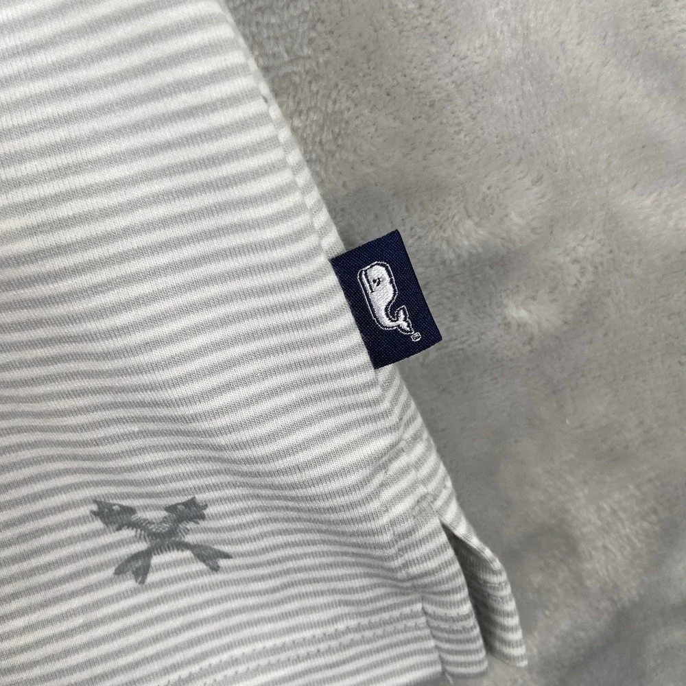 Vineyard Vines Shirt Mens Medium Polo Edgartown Fish Cross Bones AOP Striped